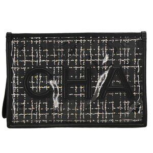 Chanel Black Lambskin PVC Clutch Bag